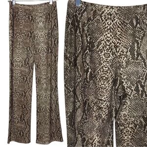 Vtg 90s Y2K Laundry Shelli Segal Beige Snakeskin Print Stretch Bootcut Pants S
